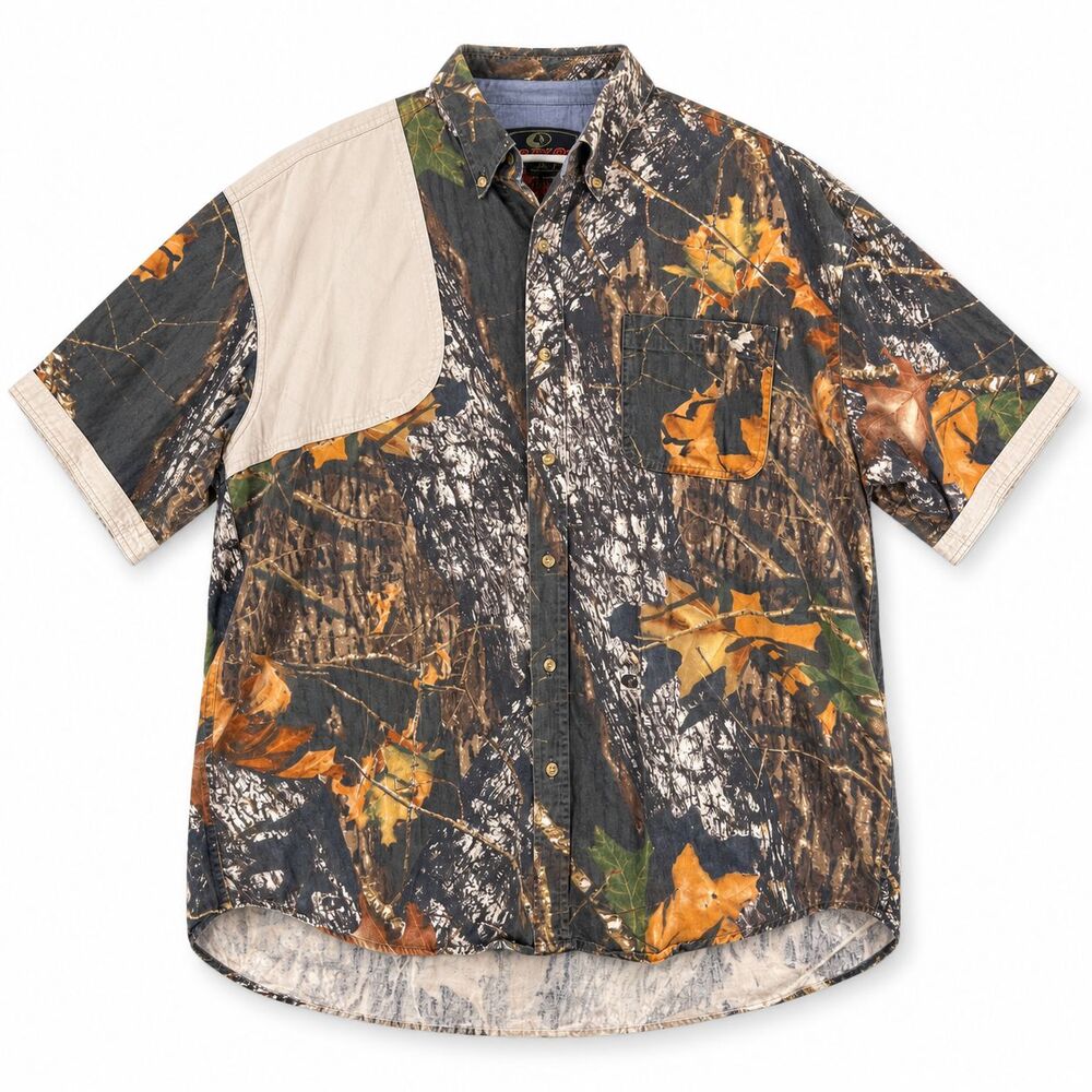 Mossy Oak Western by Roper Mens XL Camo Short Sleeve Hunting Shooting Shirt